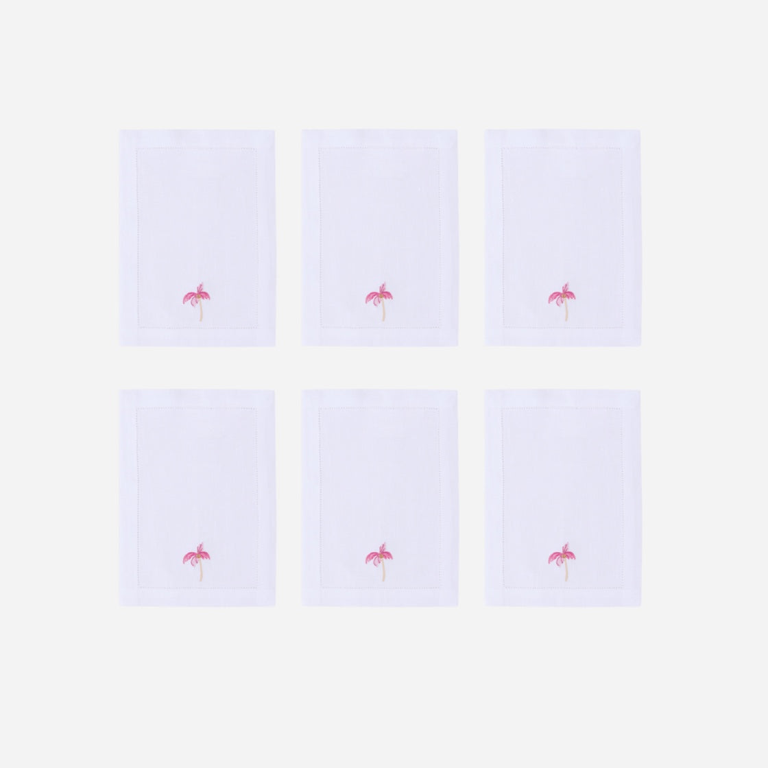 Pink Palm Cocktail Napkin - Set of 6