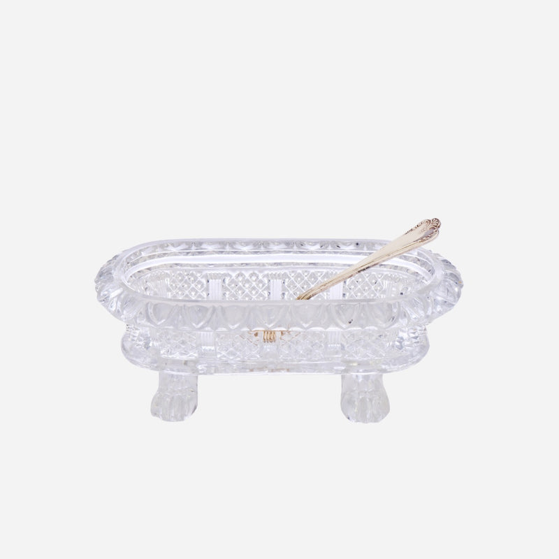 A Pair of Antique St. Louis Crystal Salt Cellars with Spoons