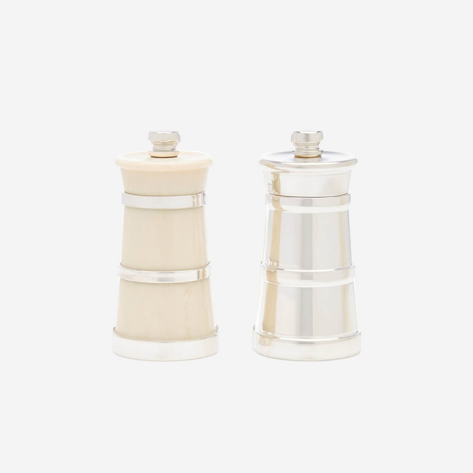 T&S Ivorine and Silver Salt & Pepper Grinder Set