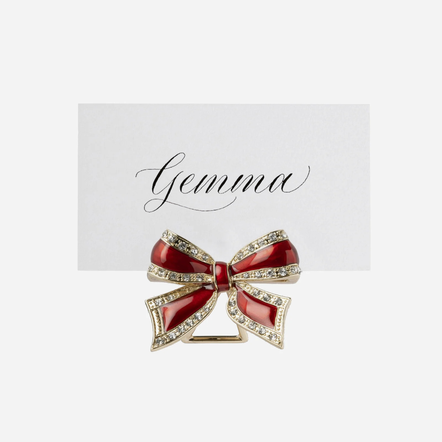 Joanna Buchanan Bow Place Card Holder Ruby - Set of 4
