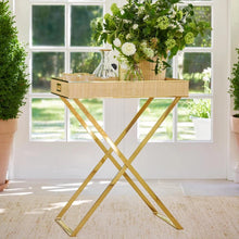 Load image into Gallery viewer, Colette Cane Butler Tray &amp; Brass Stand Set
