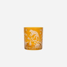 Chinoiserie Monkey Double Old Fashioned Tumbler Amber - Set of 2