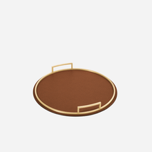 Load image into Gallery viewer, Defile Large Round Leather Tray Bronze
