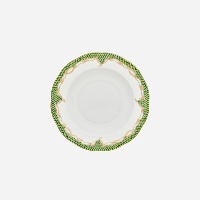 Fish Scale Green & Gold Soup Plate