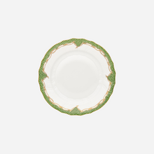 Load image into Gallery viewer, Fish Scale Green &amp; Gold Dessert Plate Rocaille
