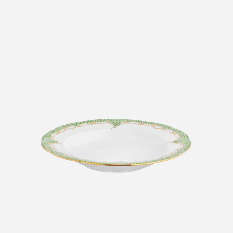 Fish Scale Green & Gold Soup Plate