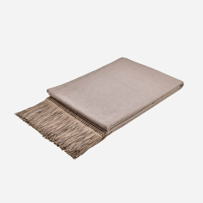Flamenco Cashmere & Suede Throw Taupe