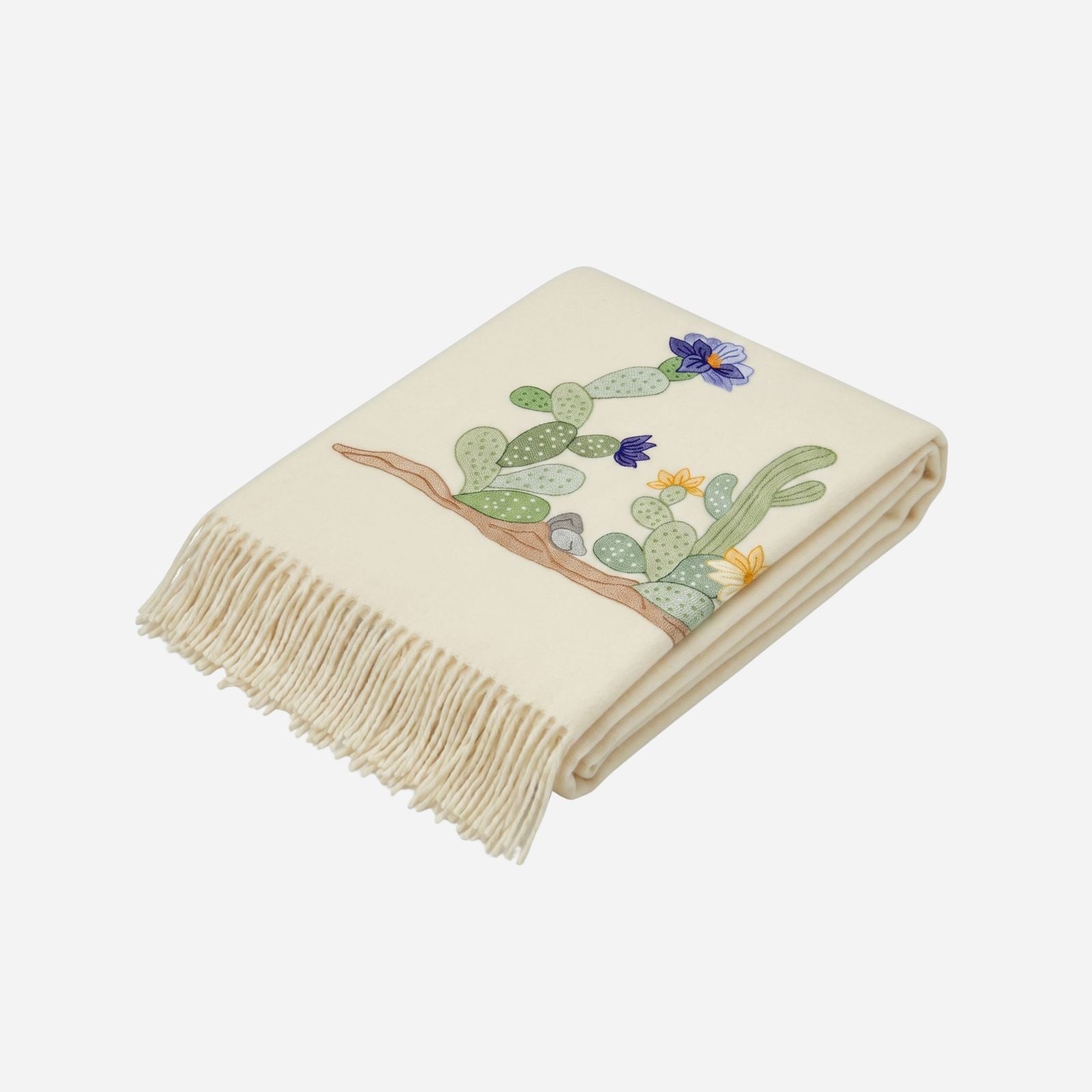Flowered Cactus Wool Throw