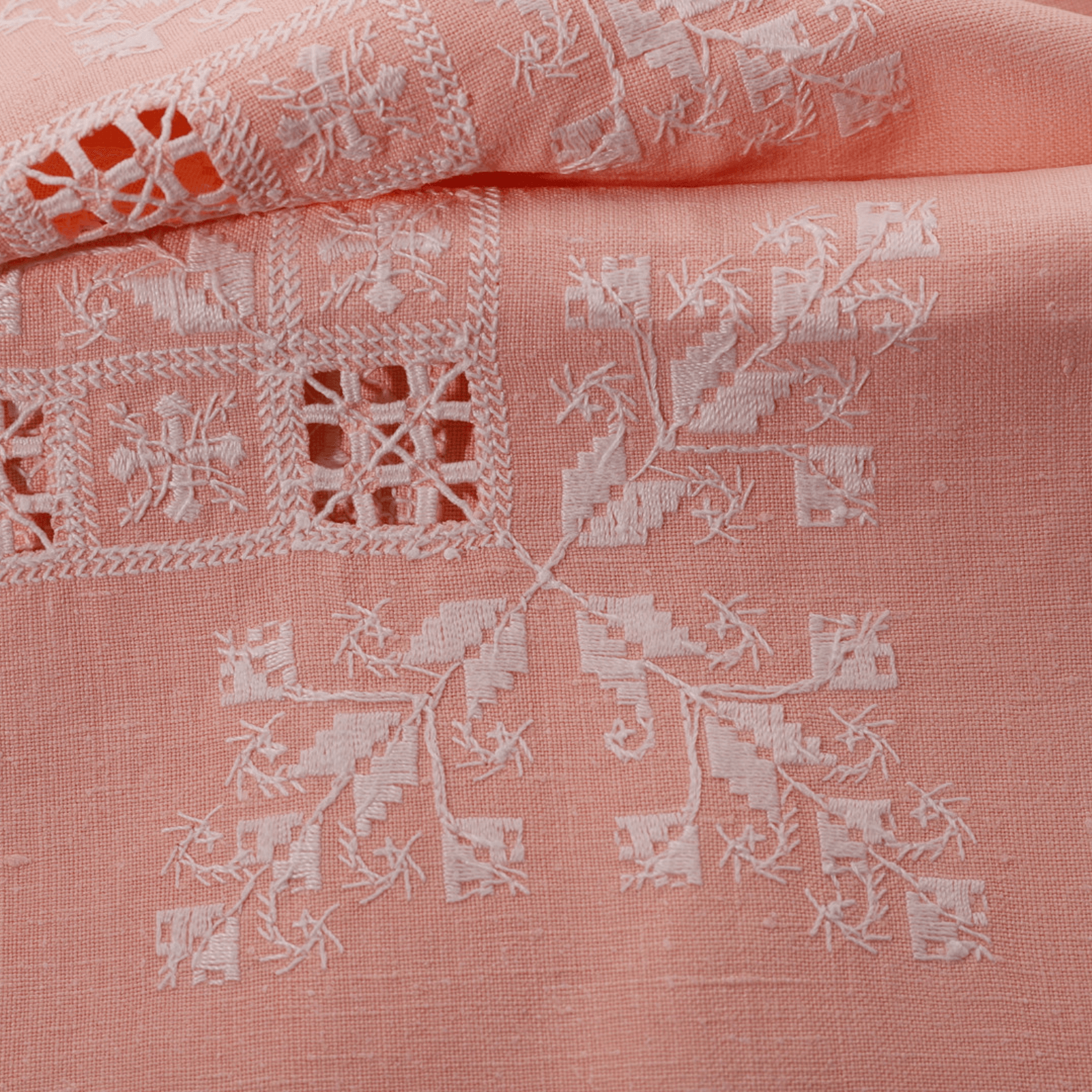 Hand-Embroidered Tablecloth with 12 Napkins