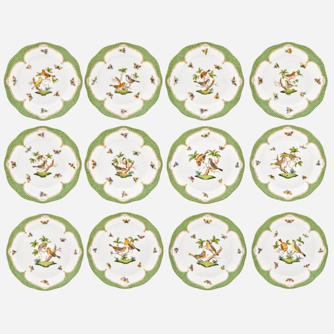 Rothschild Bird Fish Scale Dinner Plate - Set of 12