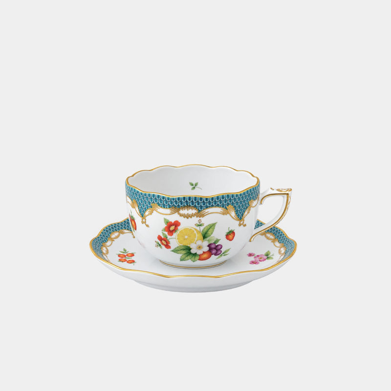 Fruits & Flowers Teacup & Saucer