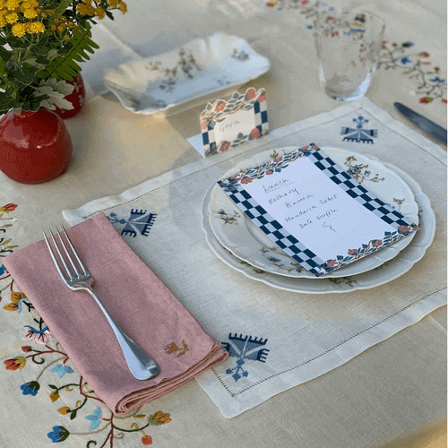 Malaika Ottoman Carnation Placemat - Blue