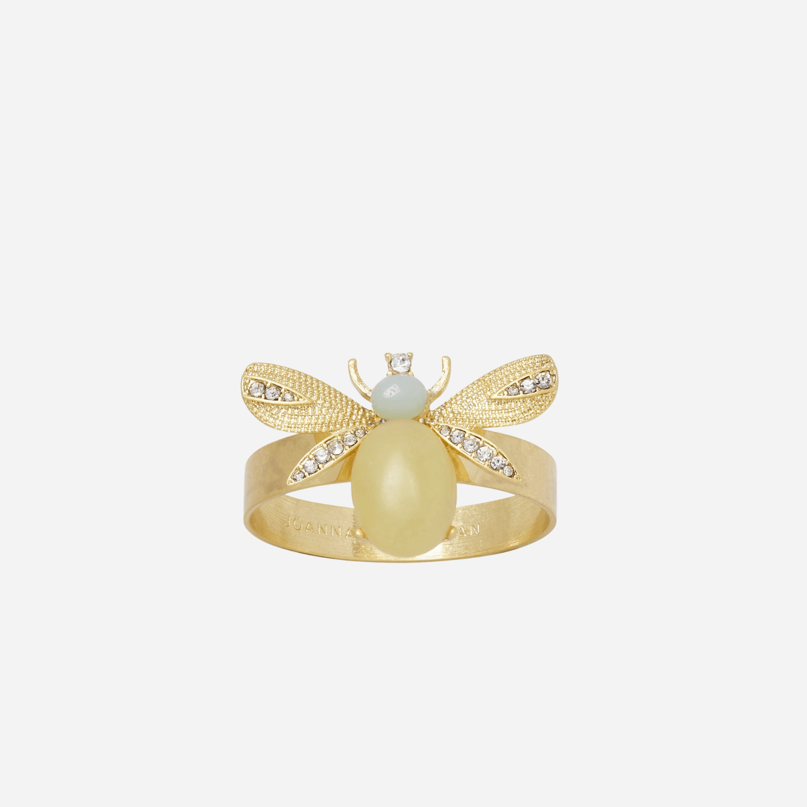 Winged Bug Napkin Ring Lemon Jasper - Set of 4