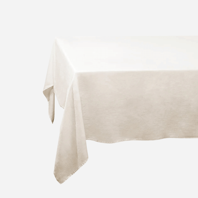 Ecru Linen Sateen Tablecloth