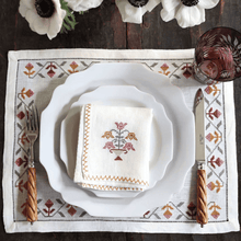 Load image into Gallery viewer, Rosebud Hand-embroidered Linen Placemat
