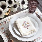 Rosebud Hand-Embroidered Linen Placemat