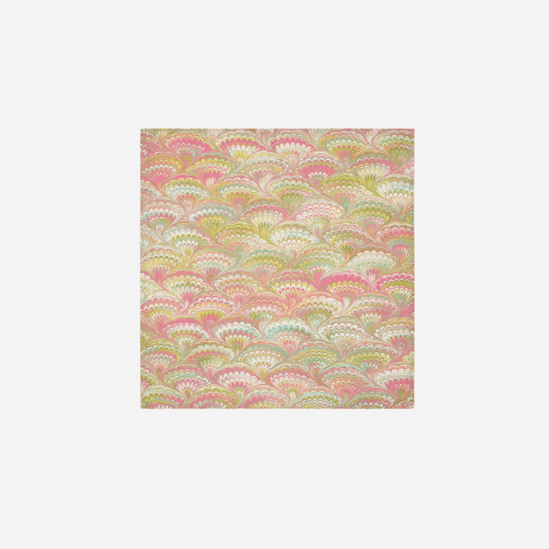 Fan Marble Pink & Green Linen Napkin