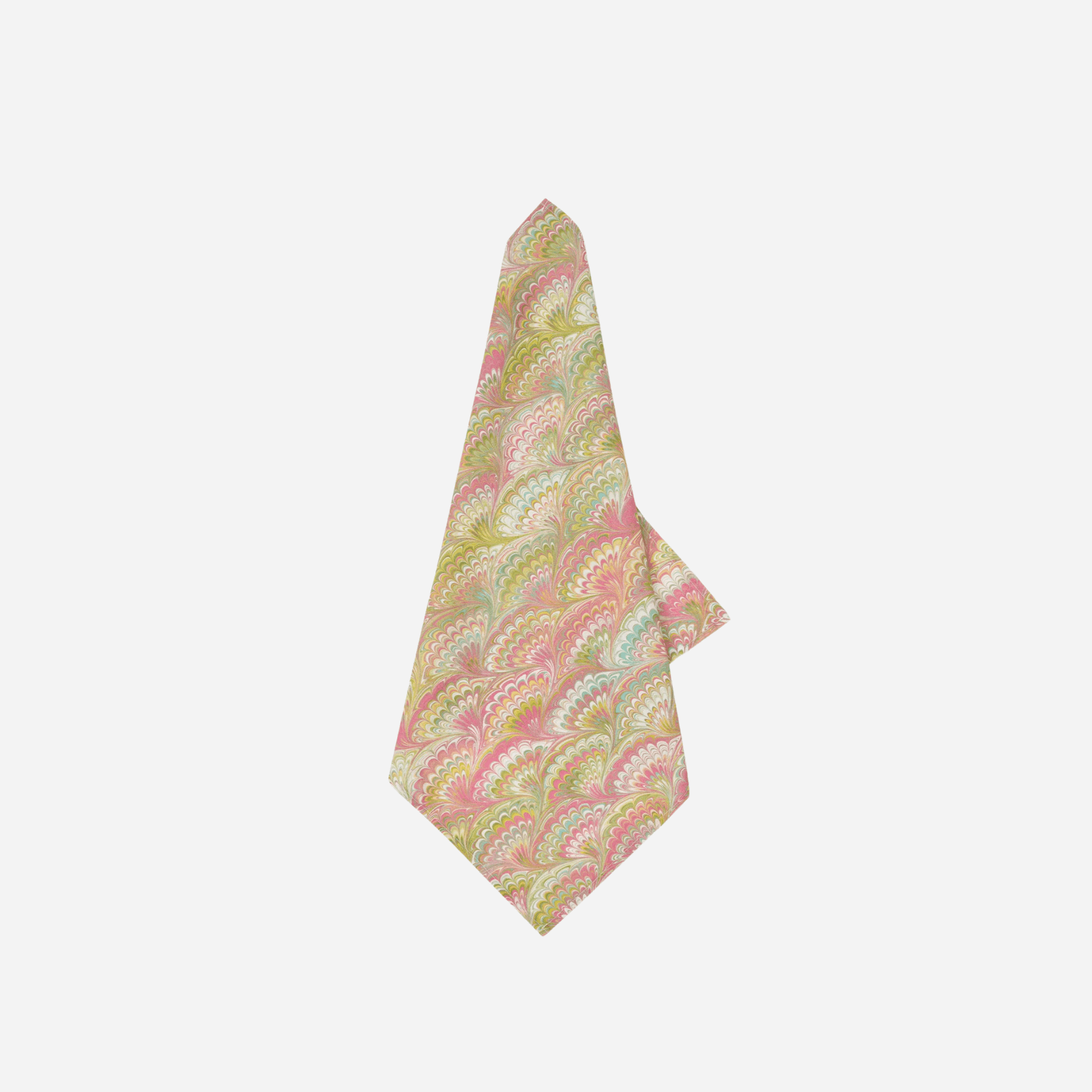 Fan Marble Pink & Green Linen Napkin