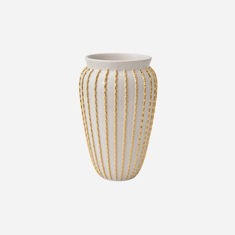 Golden Ripples Ceramic Vase
