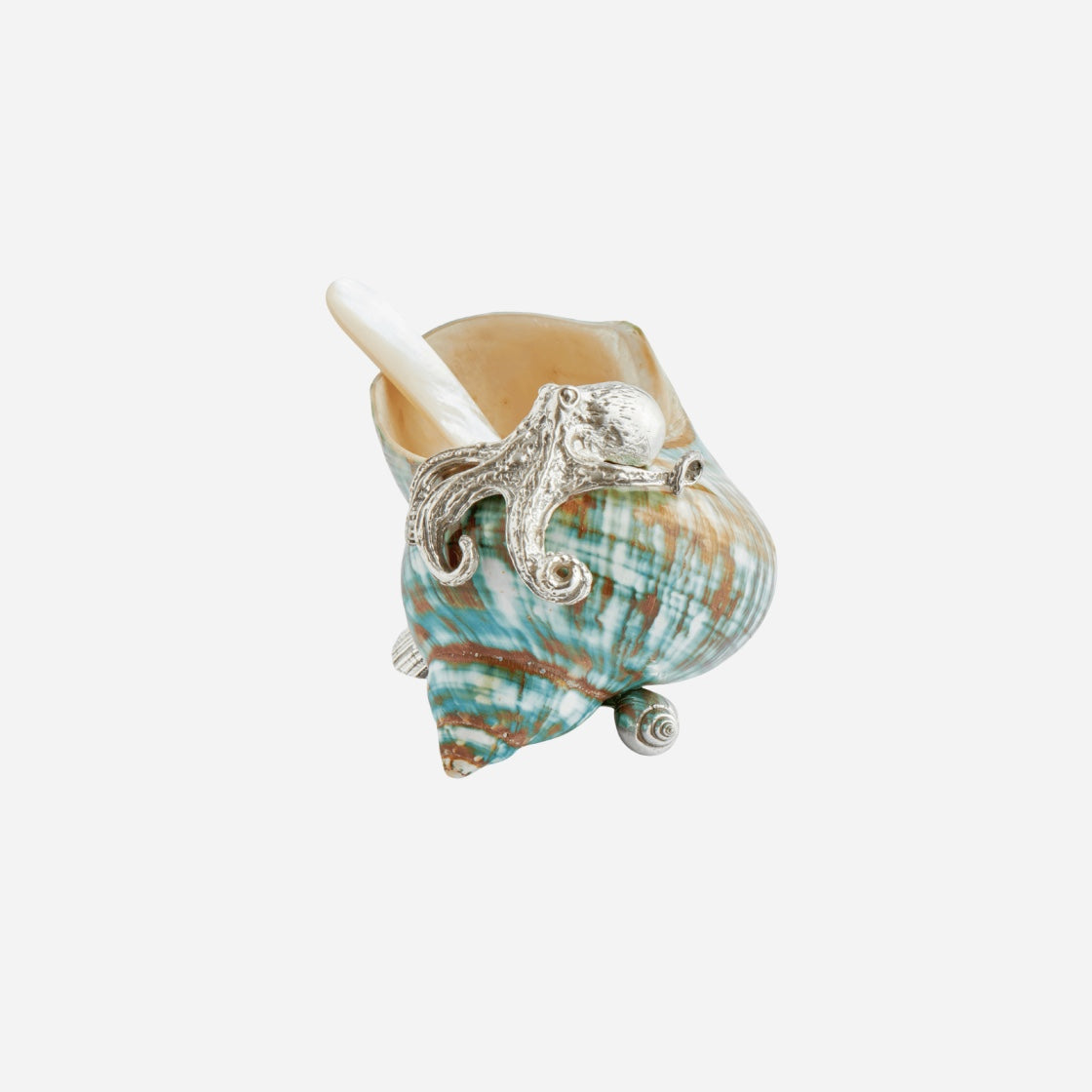 Shell & Silver Octopus Cellar with Spoon