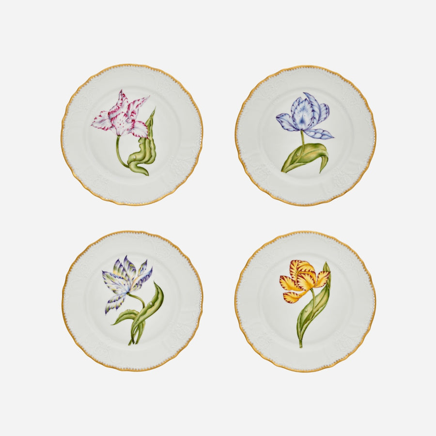 Anna Weatherley Old Master Tulips Dessert Plate - Set of 4
