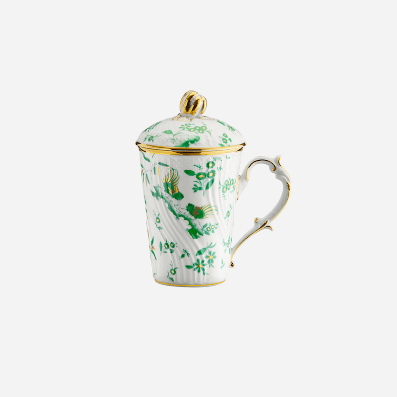 Ginori 1735 Oro di Doccia Mug with Lid Jade