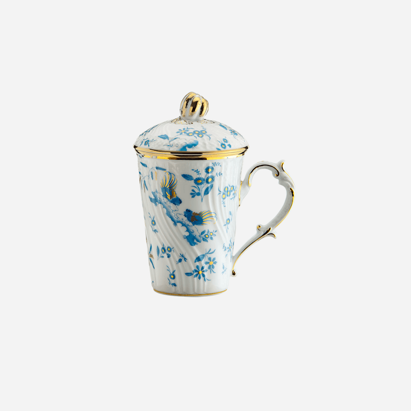 Ginori 1735 Oro di Doccia Mug with Lid Turquoise