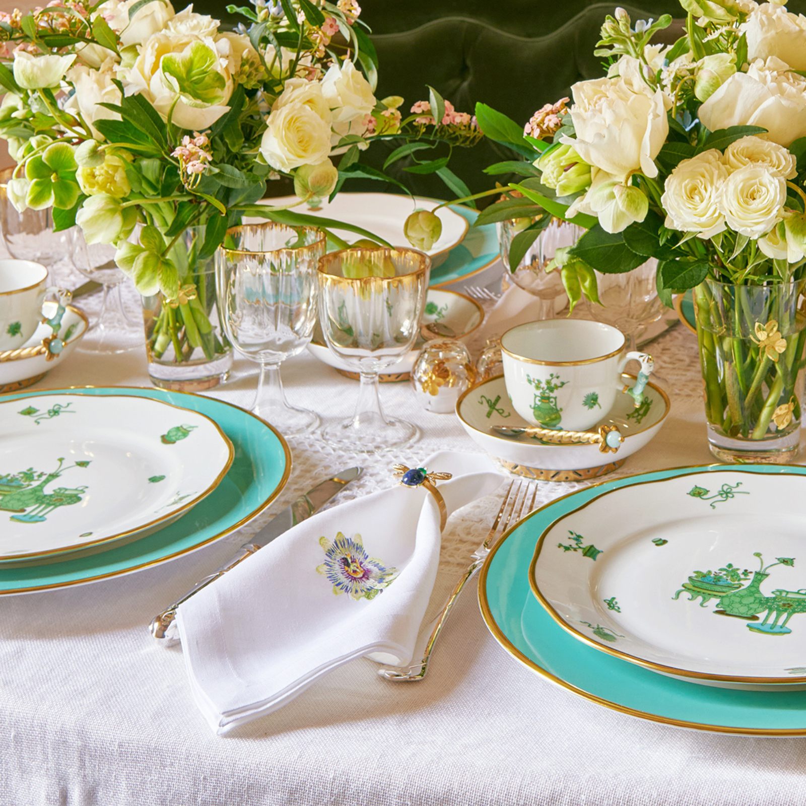 Passion Flower Embroidered Napkin