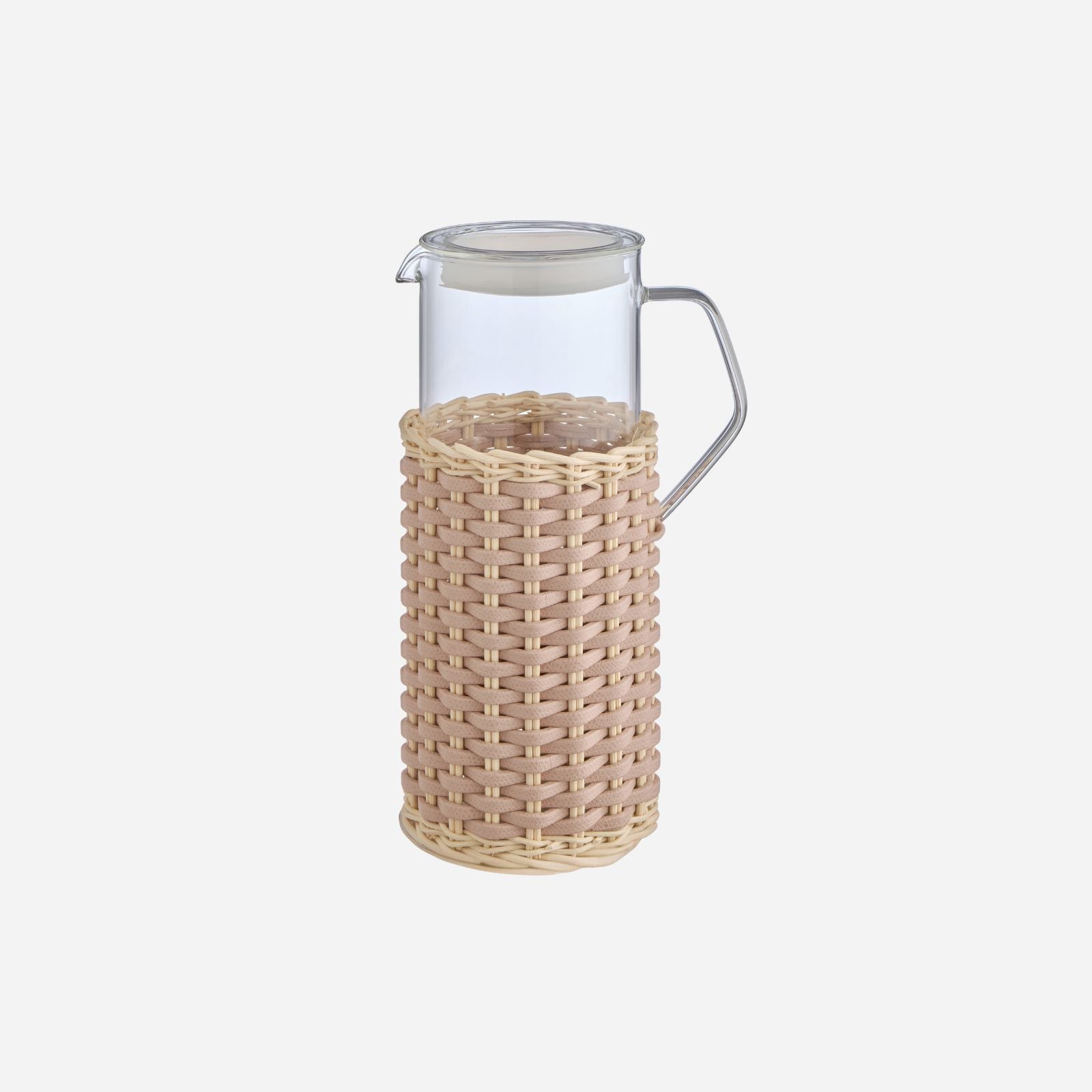 Marseille Leather & Rattan Glass Cipria Pitcher - 1.2L