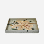 White Lily Marquetry Tray