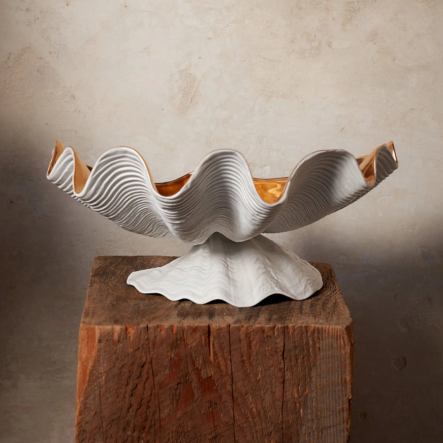 L'Objet Neptune Bowl, White and Gold, Extra Large
