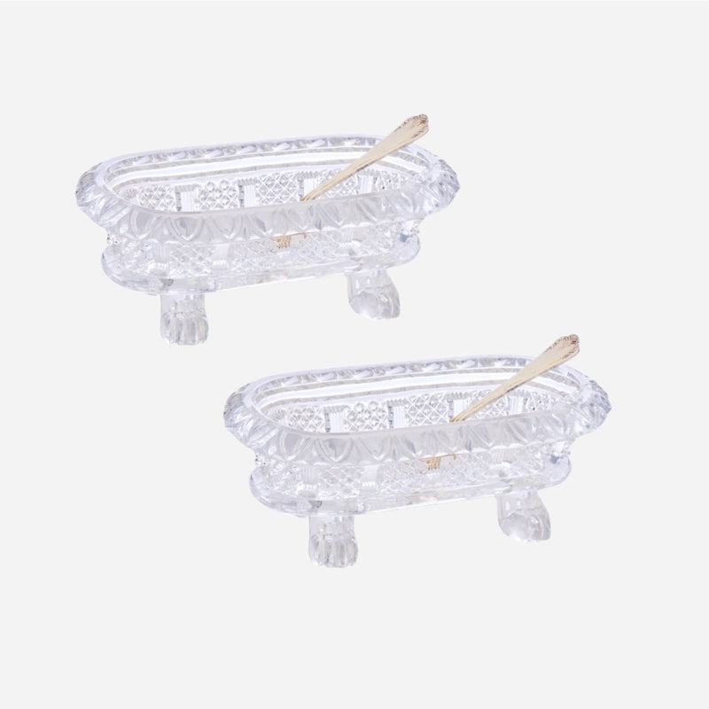 A Pair of Antique St. Louis Crystal Salt Cellars with Spoons