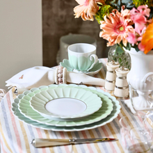 Load image into Gallery viewer, Multi Stripe Linen Frill Tablecloth Round
