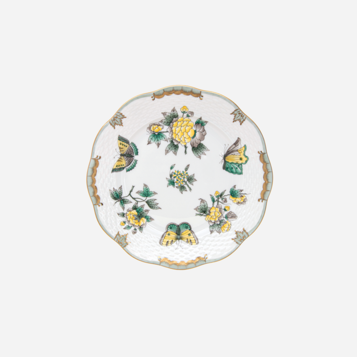 Queen Victoria Green & Yellow Dessert Plate