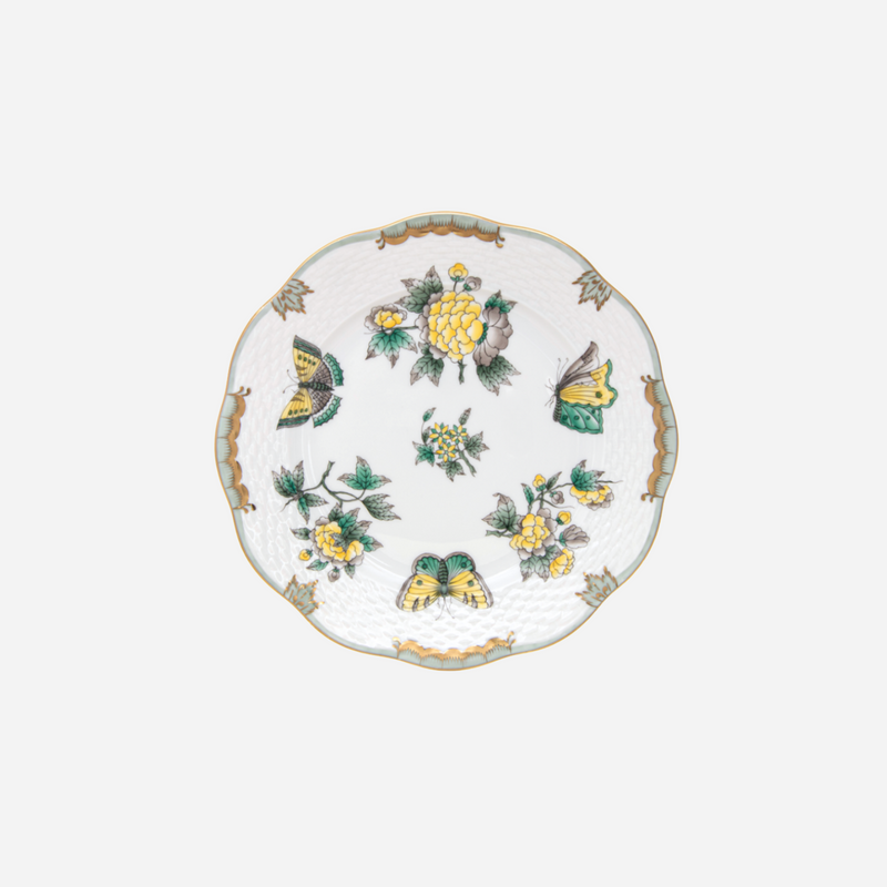 Queen Victoria Green & Yellow Dessert Plate