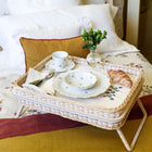 Reims Leather & Rattan Bed Tray White