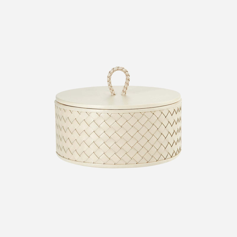 Jana Handwoven Medium Round Box Ivory