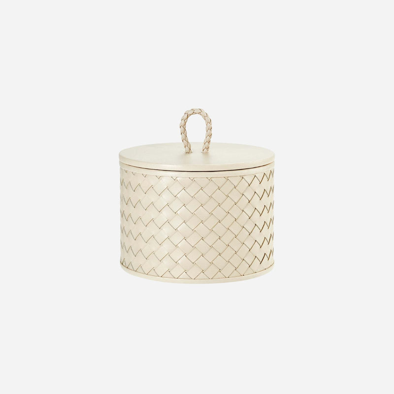 Jana Handwoven Small Round Box Ivory