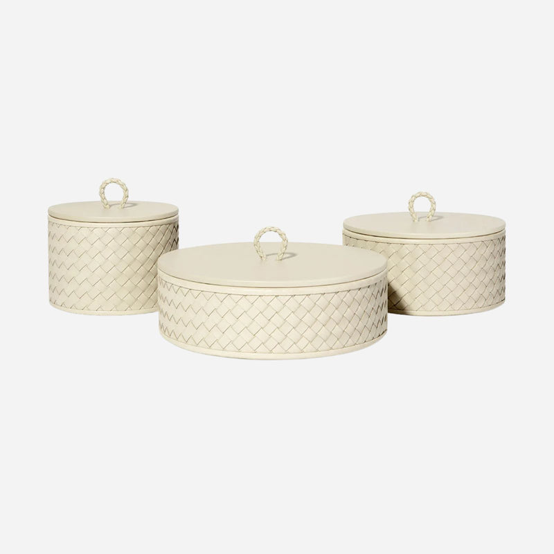 Jana Handwoven Small Round Box Ivory