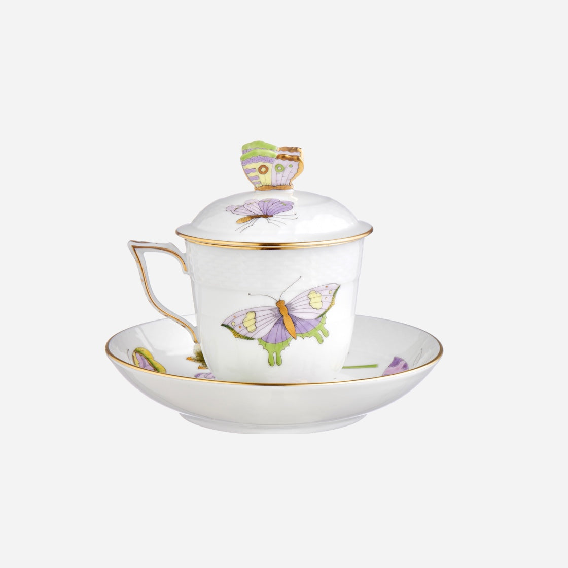 Royal Garden Butterfly Teacup & Saucer with Lid