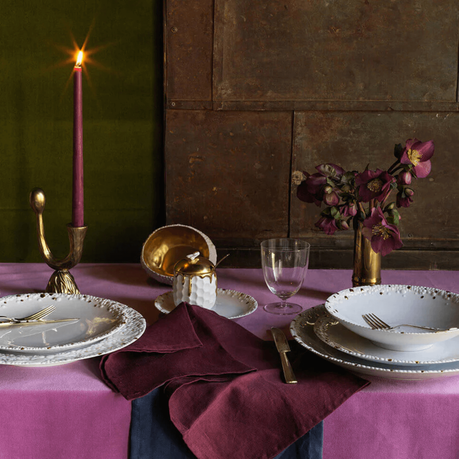 Wine Linen Sateen Napkins - Set of 4