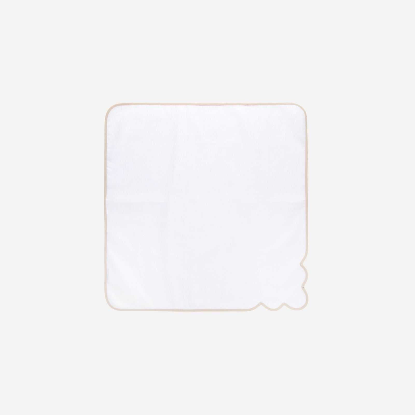 Scalloped Nude & White Dinner Napkin - Set of 4
