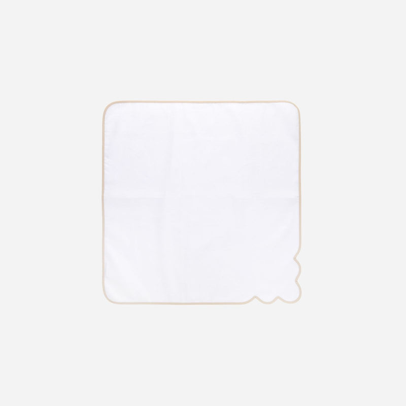 Scalloped Nude & White Dinner Napkin - Set of 4