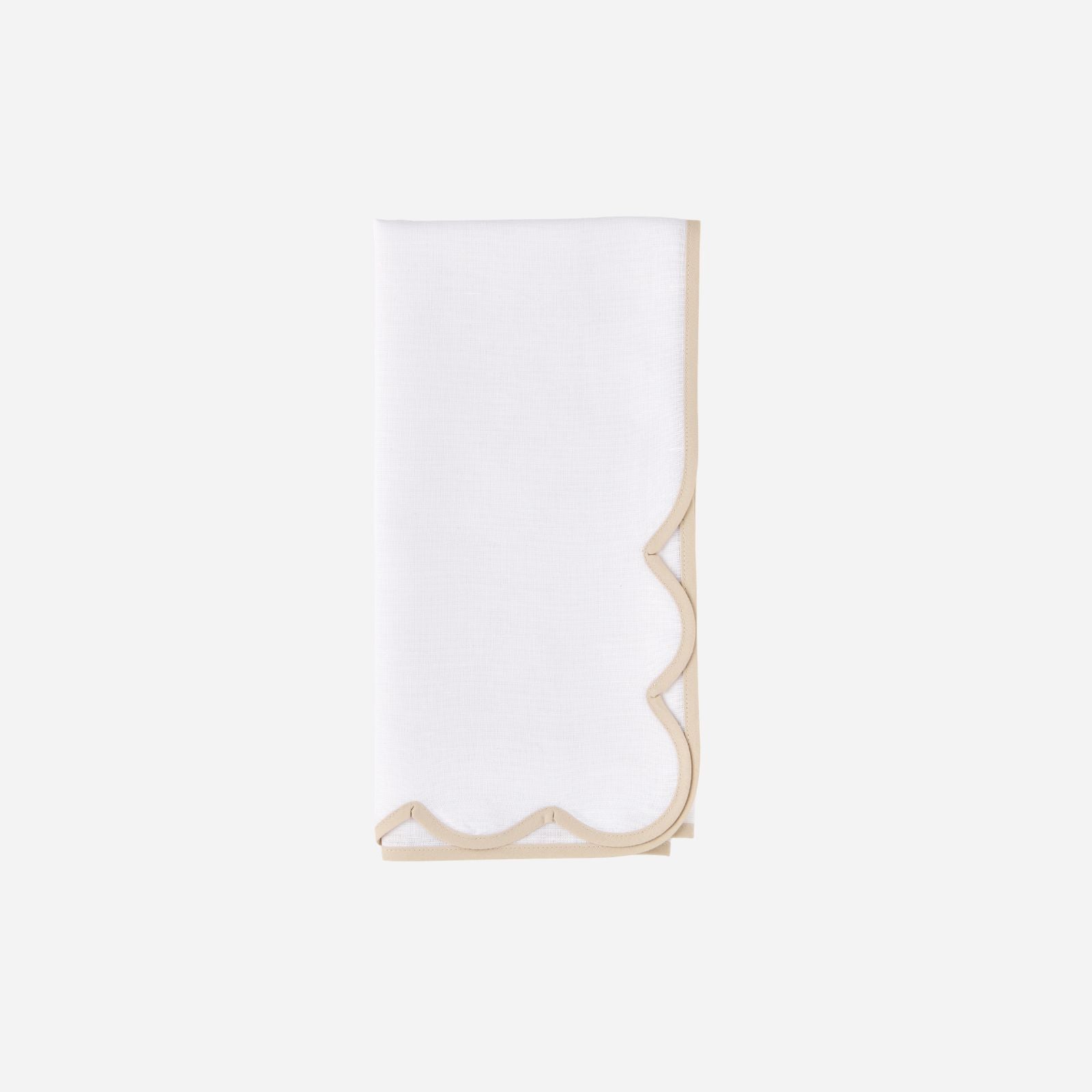 Scalloped Nude & White Dinner Napkin - Set of 4