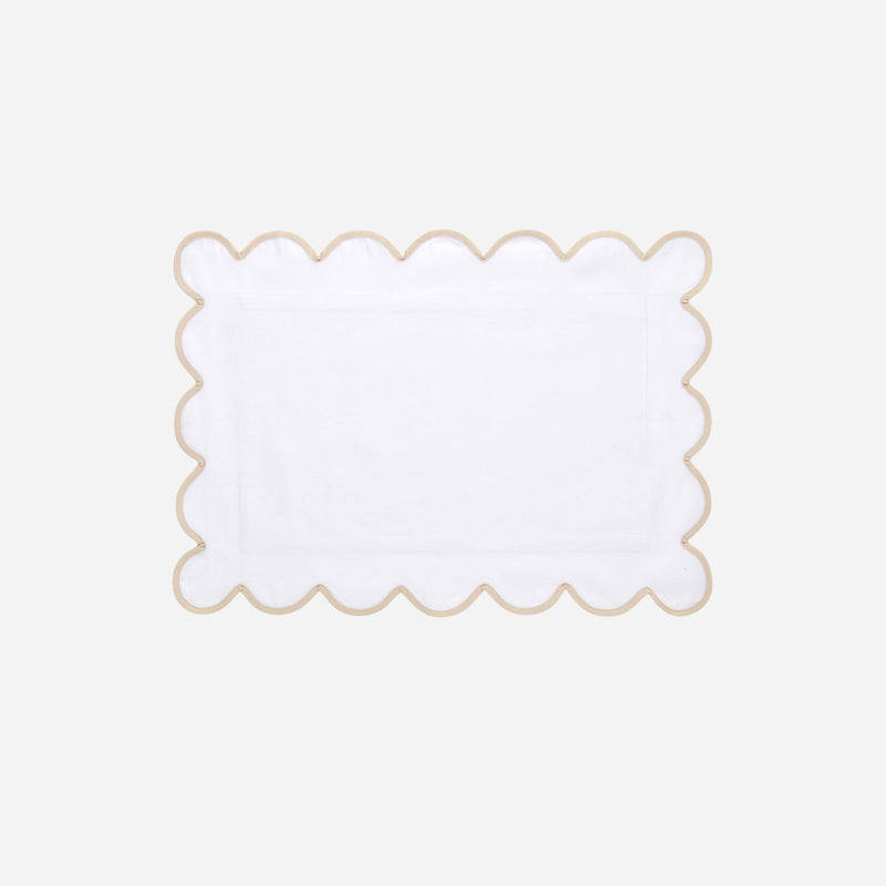 Scalloped Nude & White Placemat - Set of 4