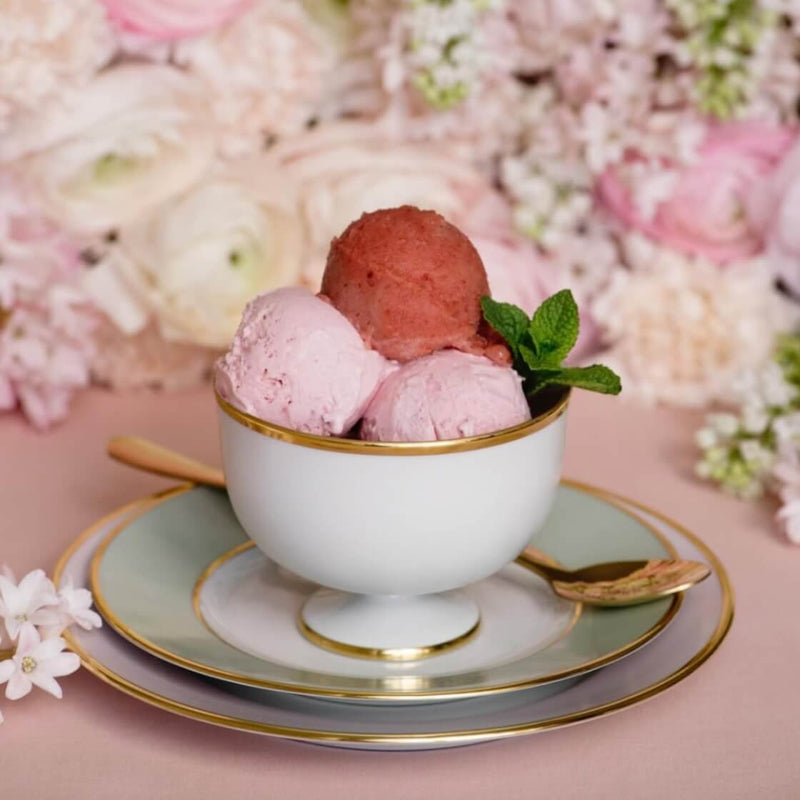 Schubert Gold Footed Smoke Grey Dessert Bowl