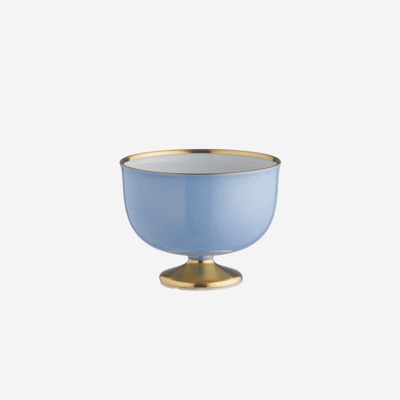 Schubert Gold Footed Light Blue Dessert Bowl