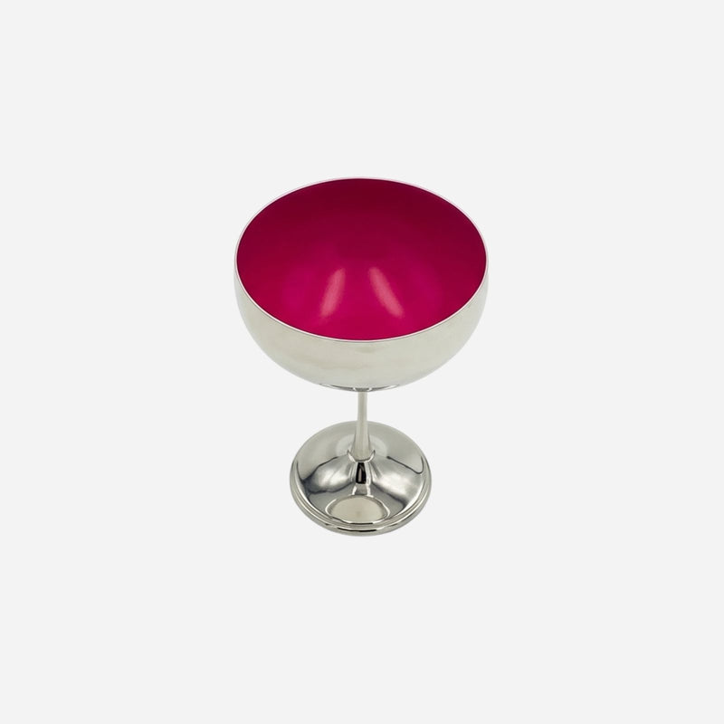 Silver-Plated and Burnt Lacquer Champagne Coupe Pink