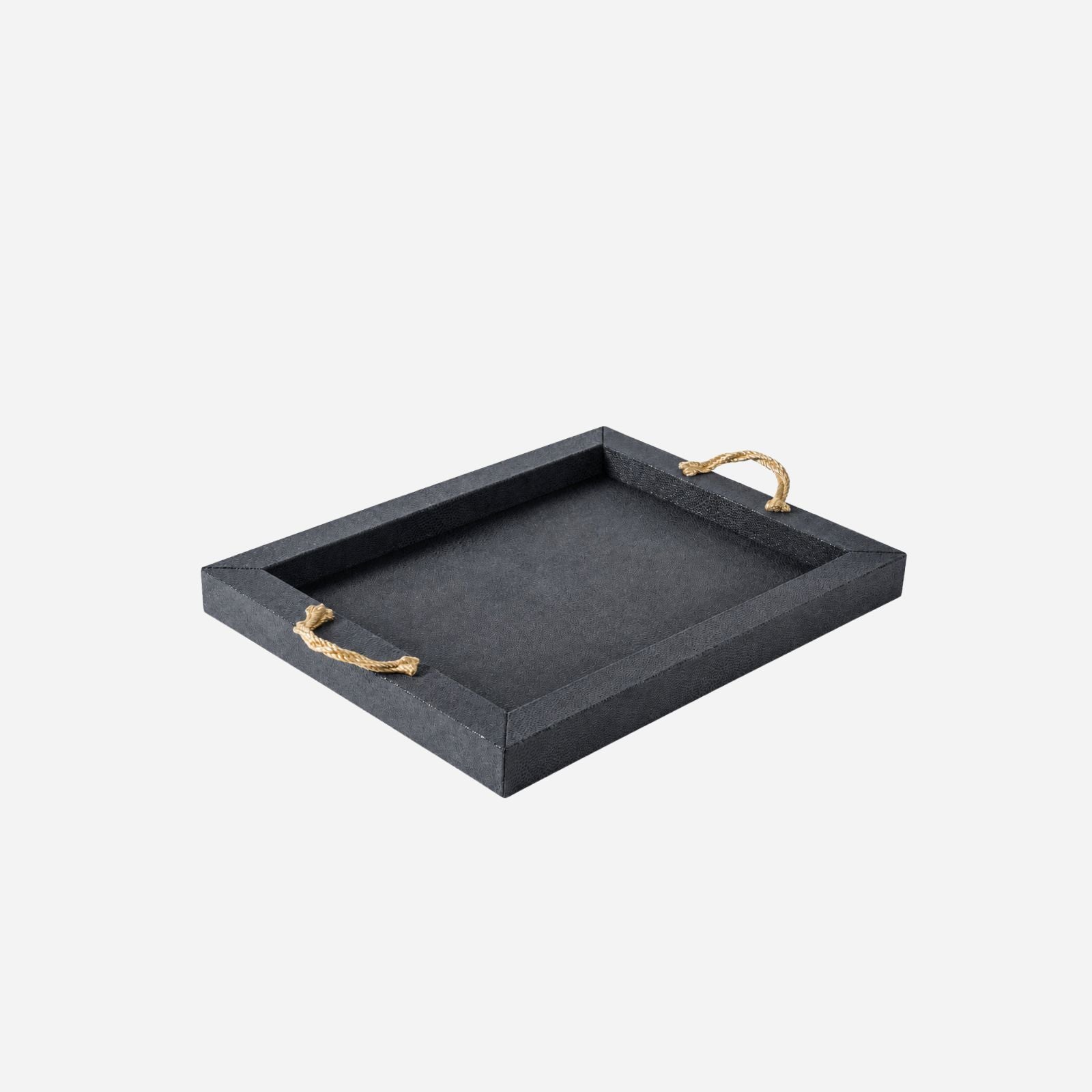 Thalia Rectangular Leather Tray Navy Blue