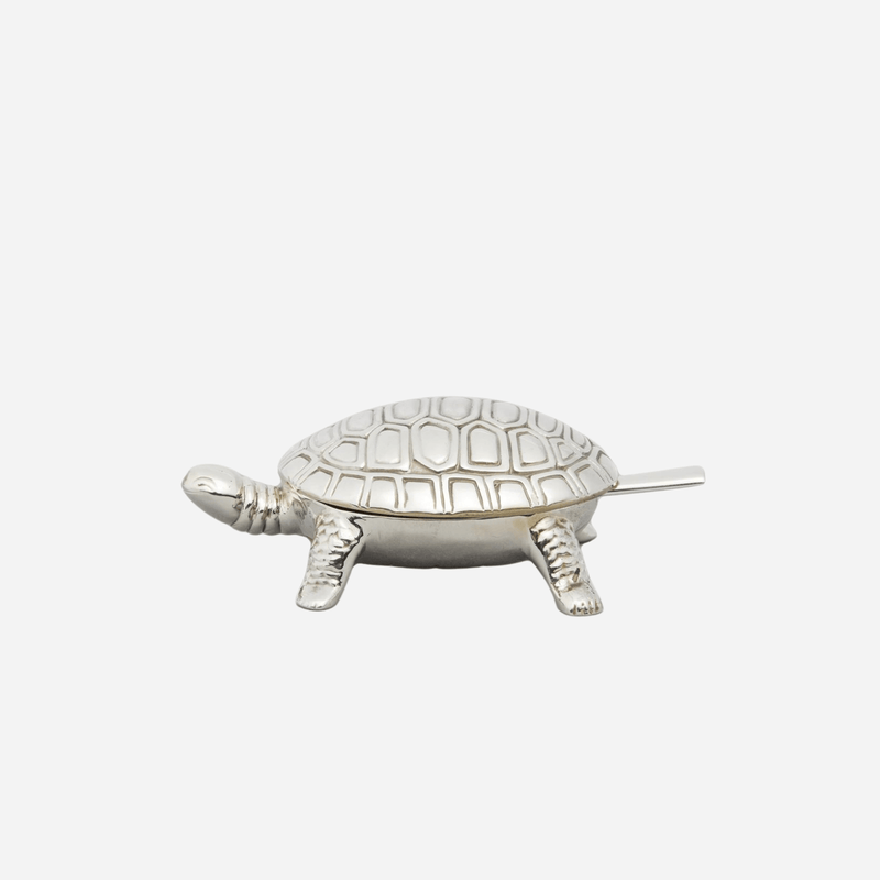 Silver and Gold Vermeil Turtle Salt Cellar with Spoon